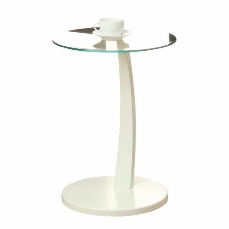 Console Tables * | Monarch Accent Table C-Shaped End Side Snack Living Room Bedroom Laminate White