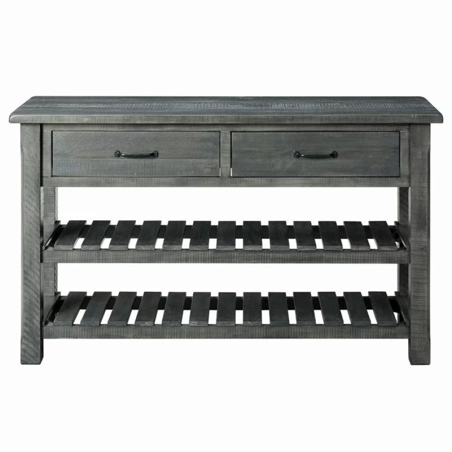 Console Tables * | Martin Svensson Home Martin Svensson Barn Door Solid Wood Sofa Console Table Gray
