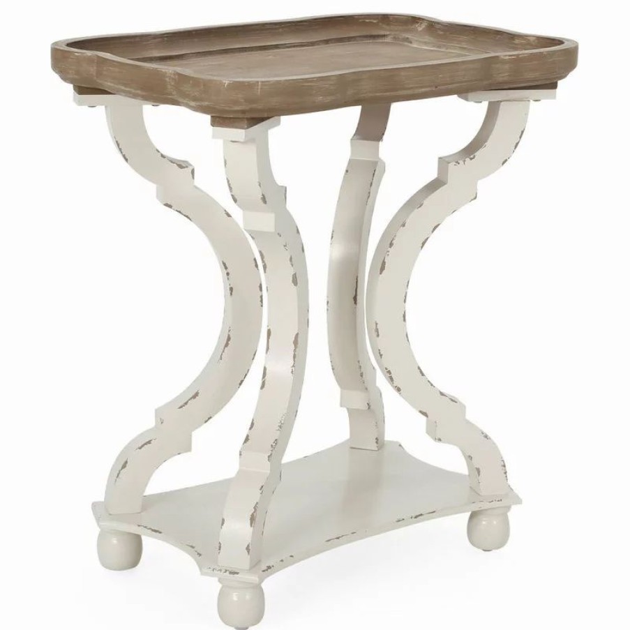 Coffee & Accent Tables * | Gdfstudio Yosef French Country Accent Table With Rectangular Top, Natural/Distressed White
