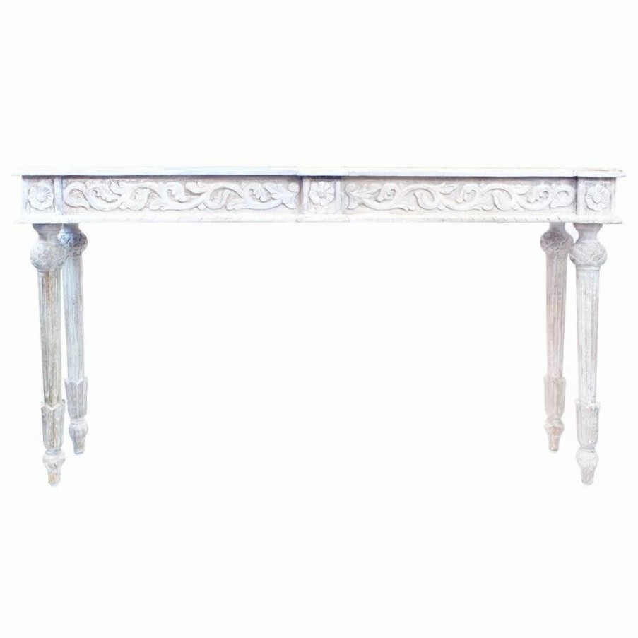 Console Tables * | Moti Tigard Console Table, White Antique