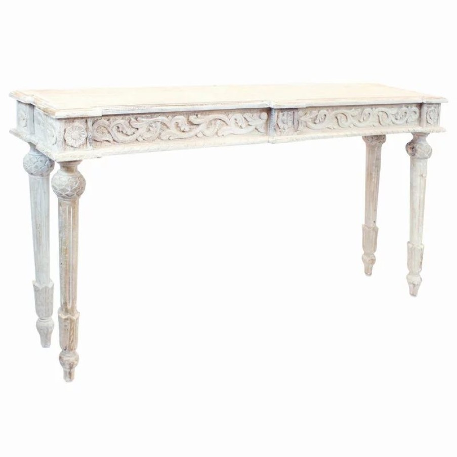 Console Tables * | Moti Tigard Console Table, White Antique