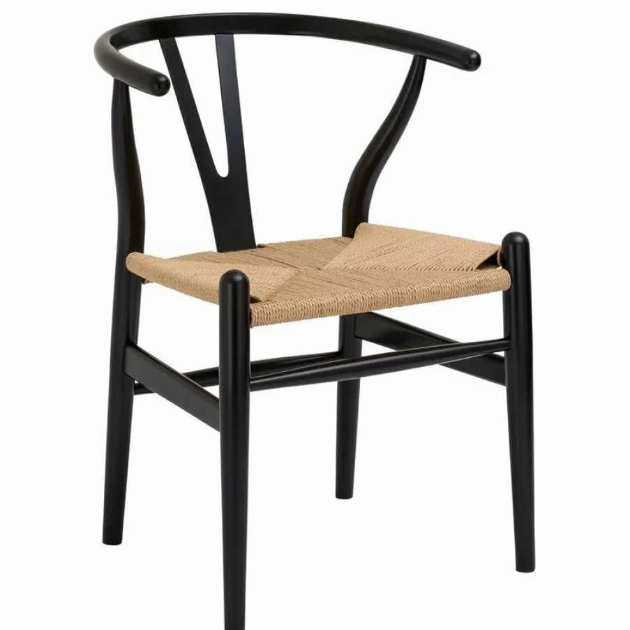 Chairs * | Mod The Sawyer Dining Chair, Black, Wood And Rope