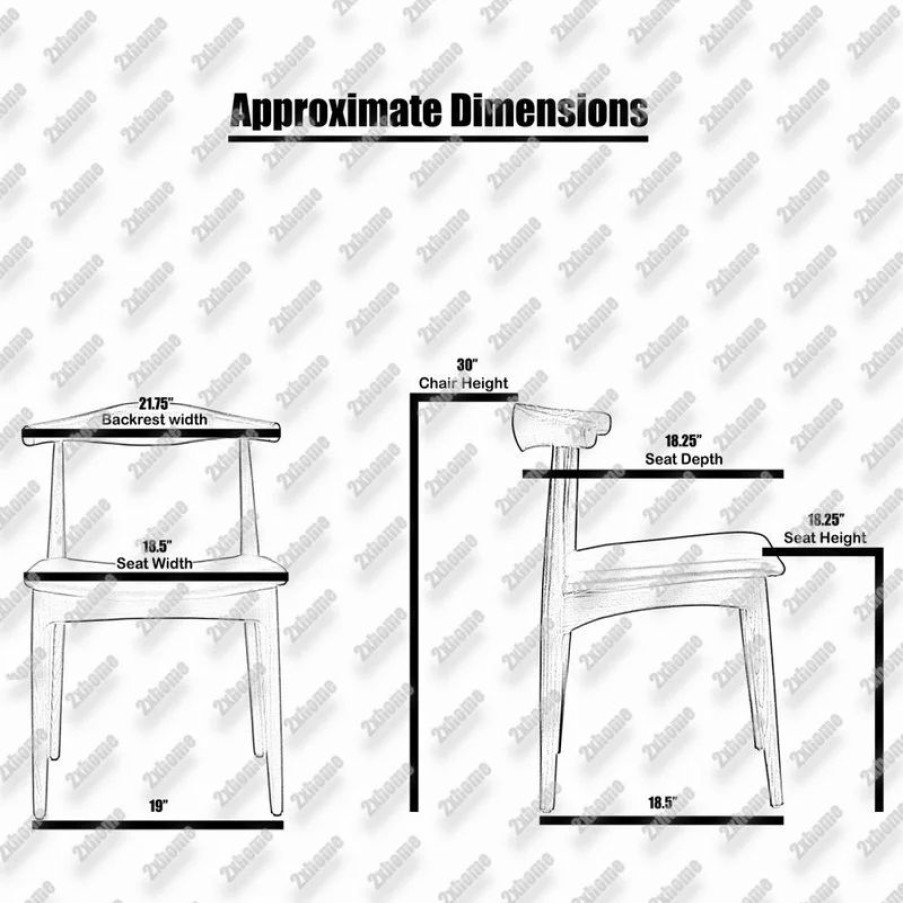 Chairs * | Homedotdot Set Of 2 Elbow Farmhouse Wooden Dining Chairs With Pu Leather Seat, Natural