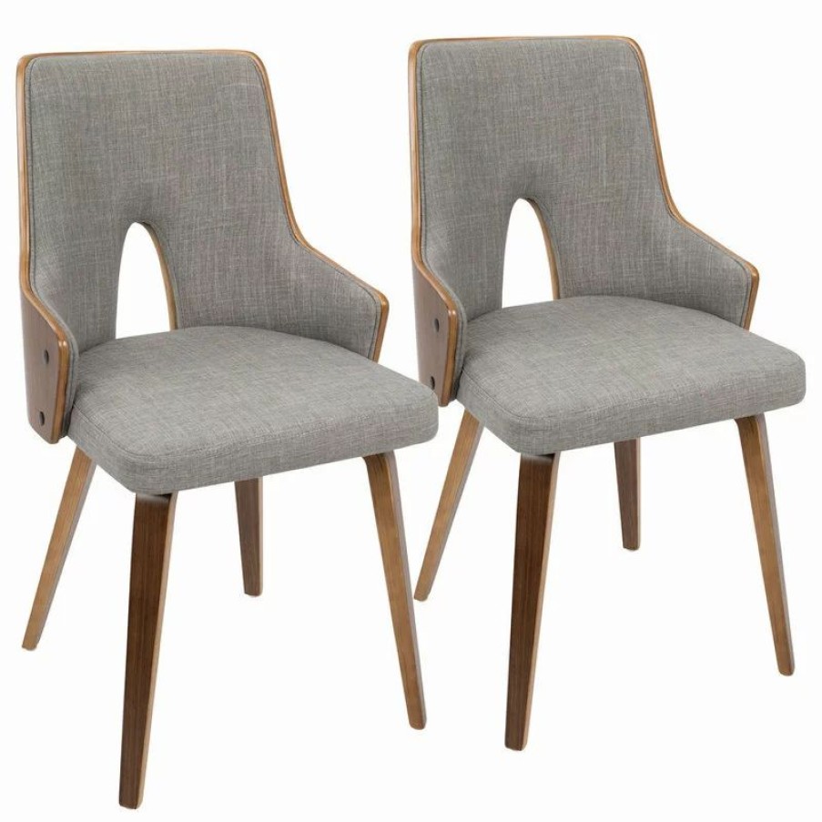 Chairs * | Lumisource Stella Set Of 2 Chair, Walnut And Light Gray Ch-Stla Wl+Lgy2