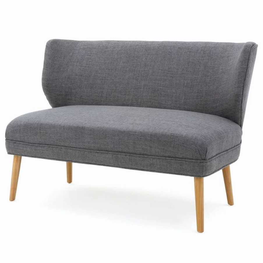 Sofas & Sectionals * | Gdfstudio Gdf Studio Dumont Mid Century Modern Fabric Loveseat Sofa Settee, Light Gray
