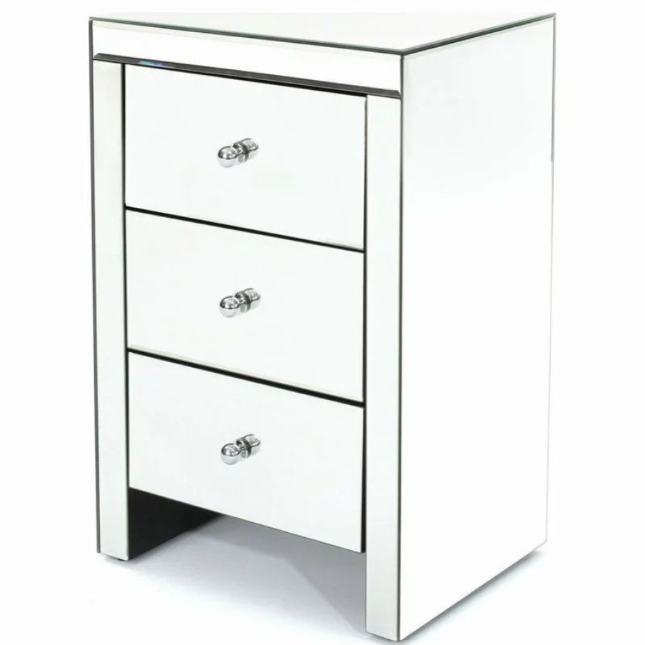 Coffee & Accent Tables * | Gdfstudio Gdf Studio Fiona Classic Mirror Finished 3-Drawer Side Table