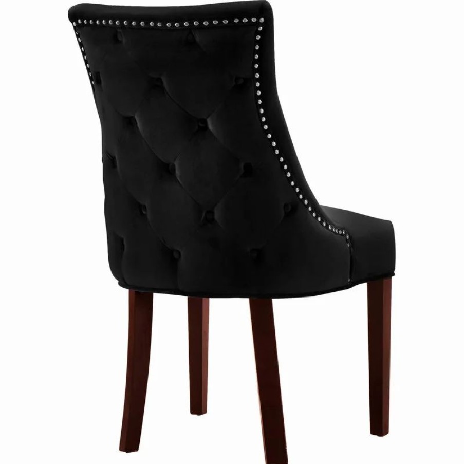 Chairs * | Mod The Splendor Dining Chair, Black, Velvet, Set Of 2