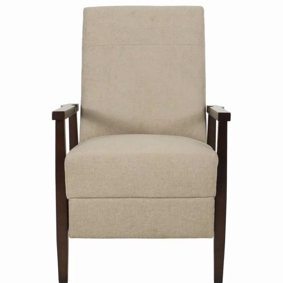 Chairs * | Gdfstudio Coulee Fabric Upholstered Pushback Recliner, Sand And Chocolate