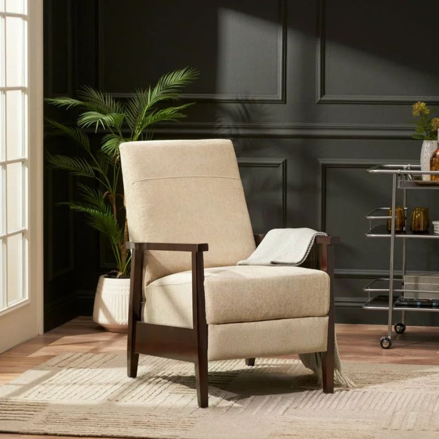 Chairs * | Gdfstudio Coulee Fabric Upholstered Pushback Recliner, Sand And Chocolate