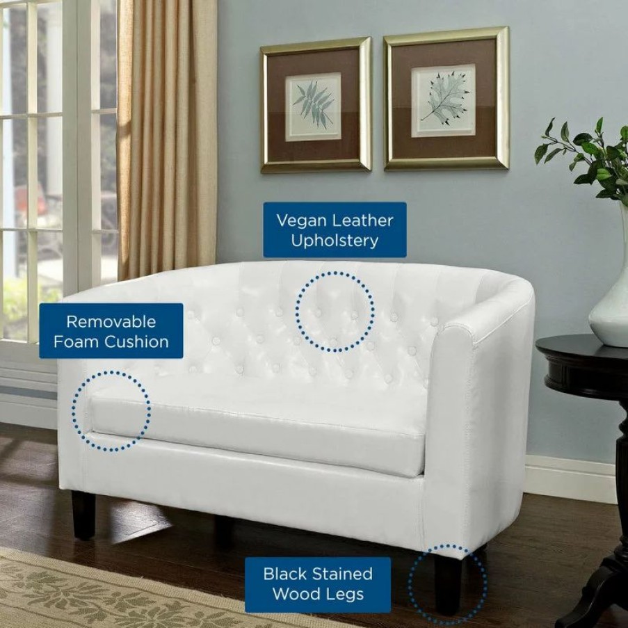 Sofas & Sectionals * | Lexmod Prospect Faux Leather Loveseat, White