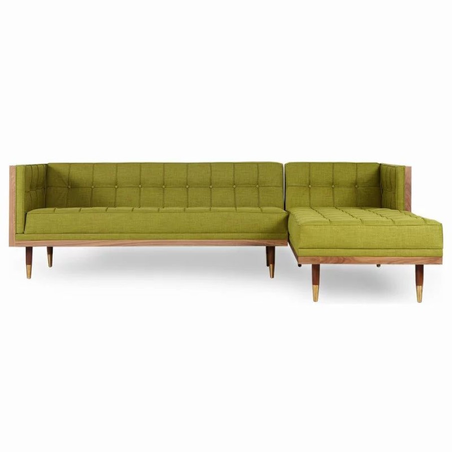 Sofas & Sectionals * | Kardiel Woodrow Modern Box Sofa Sectional, Atomic Moss, Right Facing