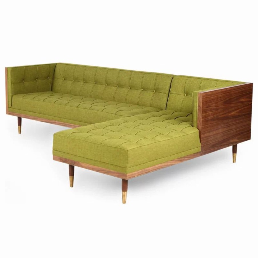 Sofas & Sectionals * | Kardiel Woodrow Modern Box Sofa Sectional, Atomic Moss, Right Facing