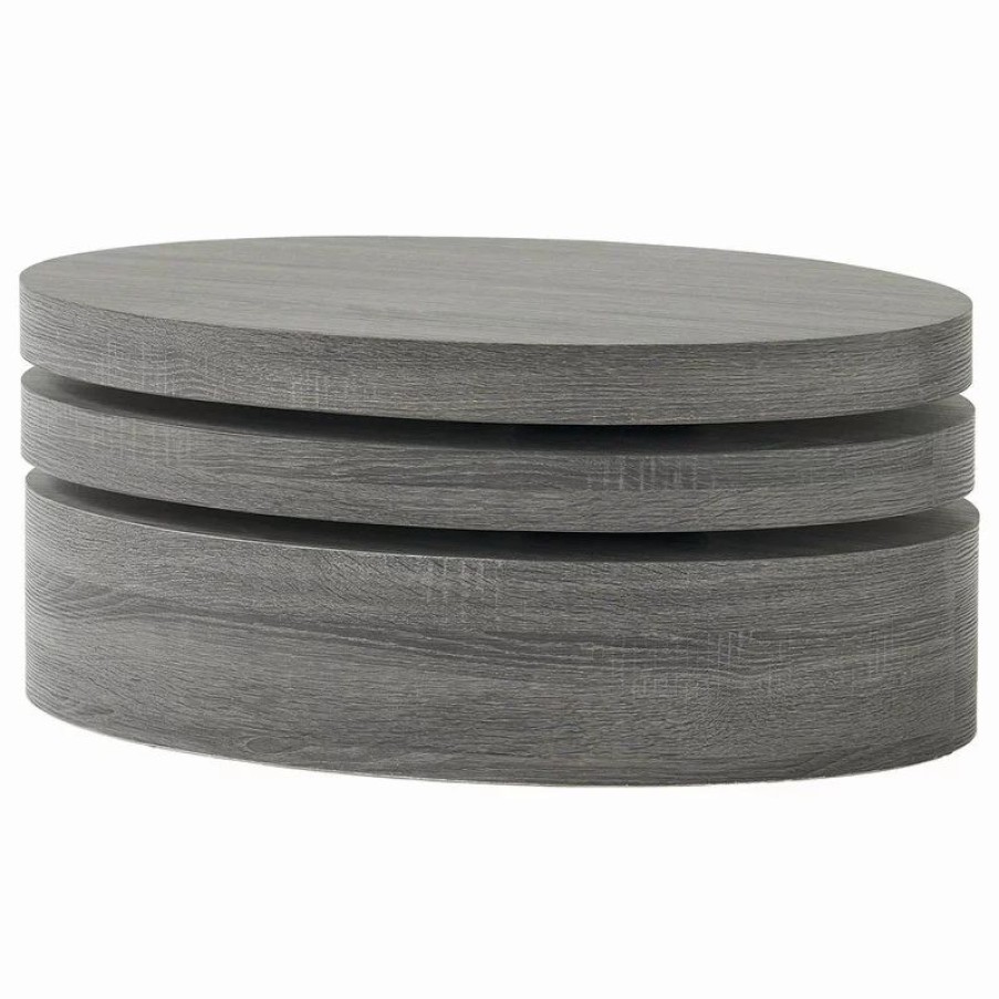 Coffee & Accent Tables * | Gdfstudio Gdf Studio Lenox Oval Mod Rotating Wood Coffee Table