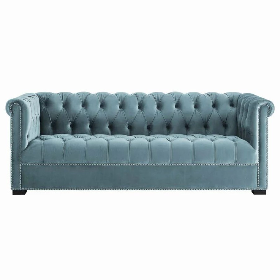 Sofas & Sectionals * | Lexmod Heritage Upholstered Velvet Sofa, Sea Blue