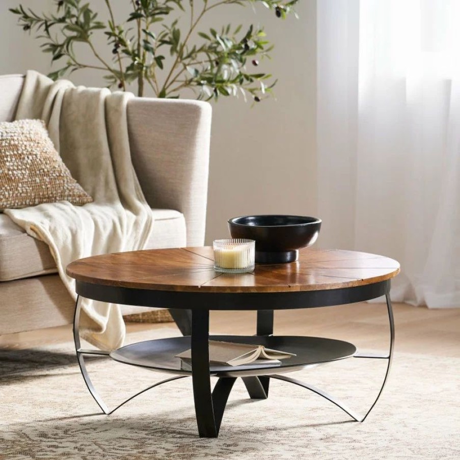 Coffee & Accent Tables * | Gdfstudio Chenille Handcrafted Boho Mango Wood And Iron Coffee Table