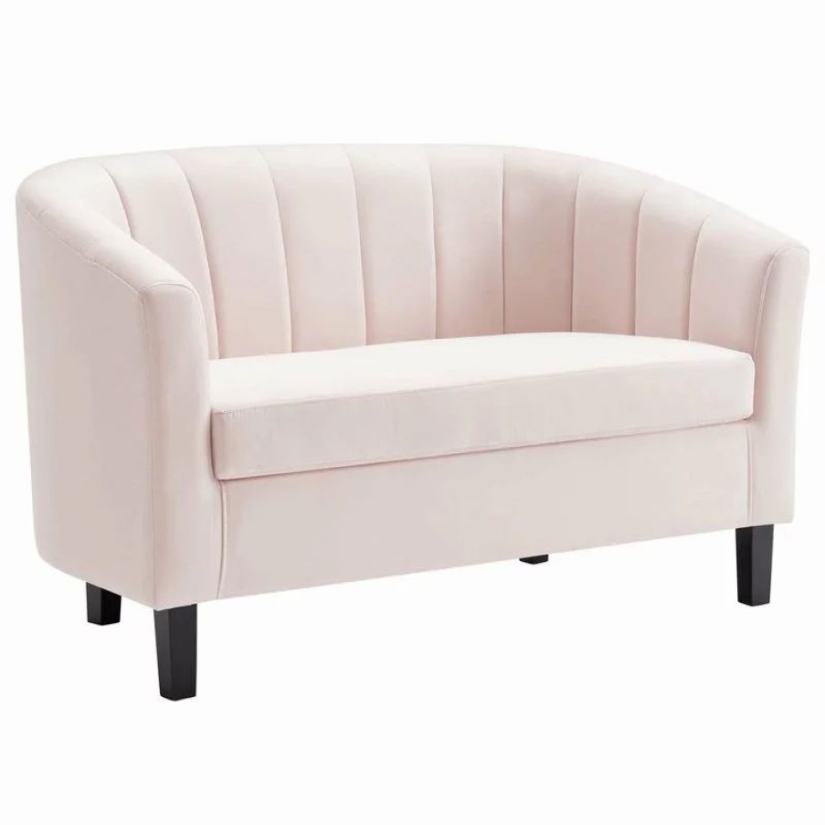 Sofas & Sectionals * | Lexmod Prospect Channel Tufted Performance Velvet Loveseat, Pink