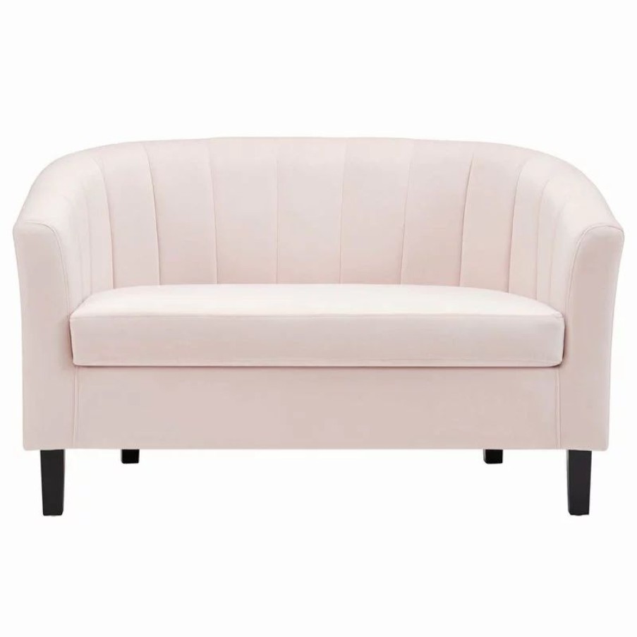 Sofas & Sectionals * | Lexmod Prospect Channel Tufted Performance Velvet Loveseat, Pink