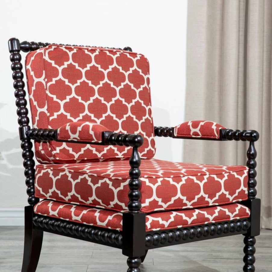 Chairs * | Dty Indoor Living Silverthorne Spindle Chair, Espresso/Red Moroccan Tile