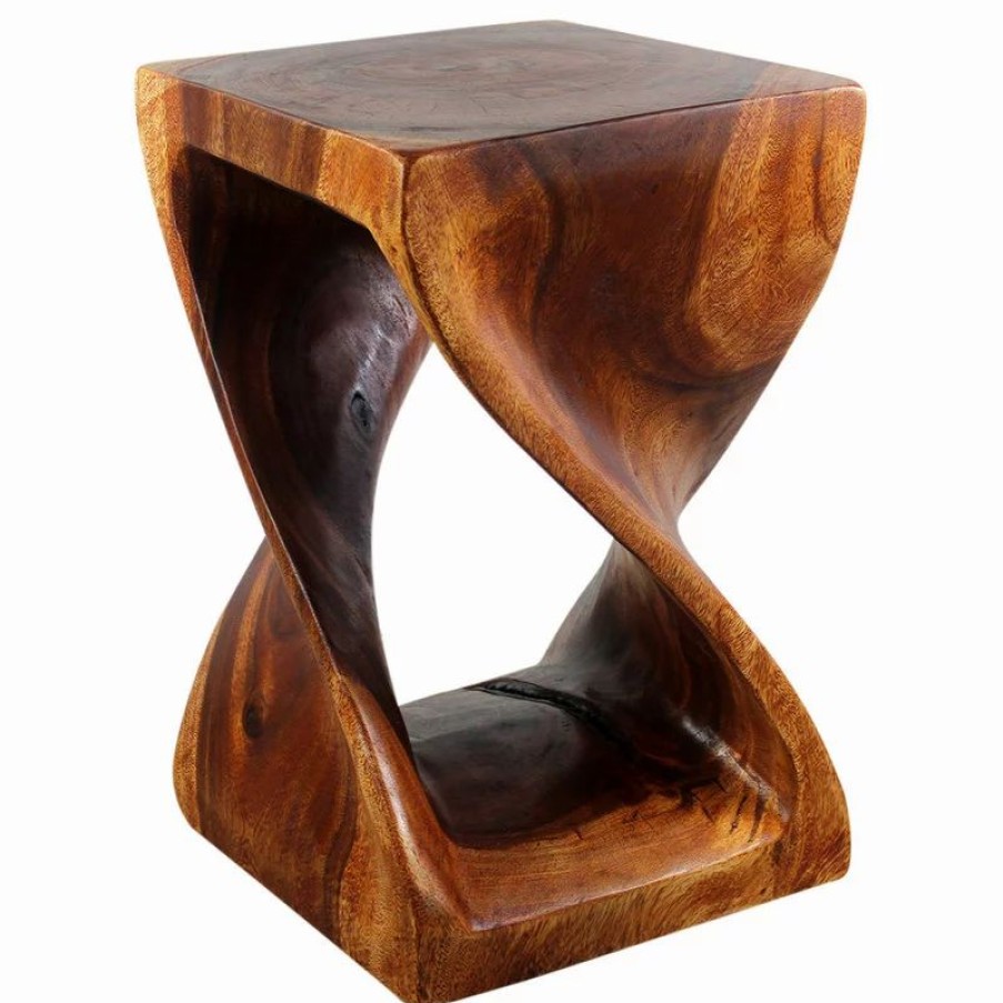 Coffee & Accent Tables * | Kammika Import Export Co., Ltd (Thailand) Haussmann Wood Twist End Table 15 X 15 X 23 Inch High Cherry Oil