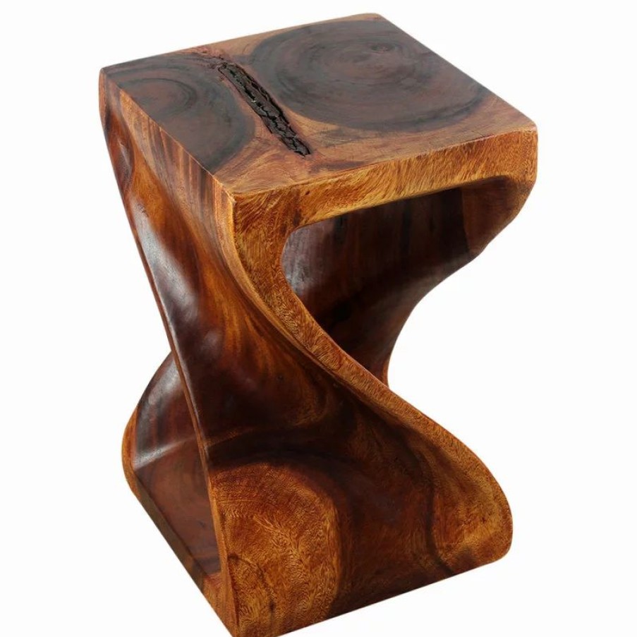 Coffee & Accent Tables * | Kammika Import Export Co., Ltd (Thailand) Haussmann Wood Twist End Table 15 X 15 X 23 Inch High Cherry Oil