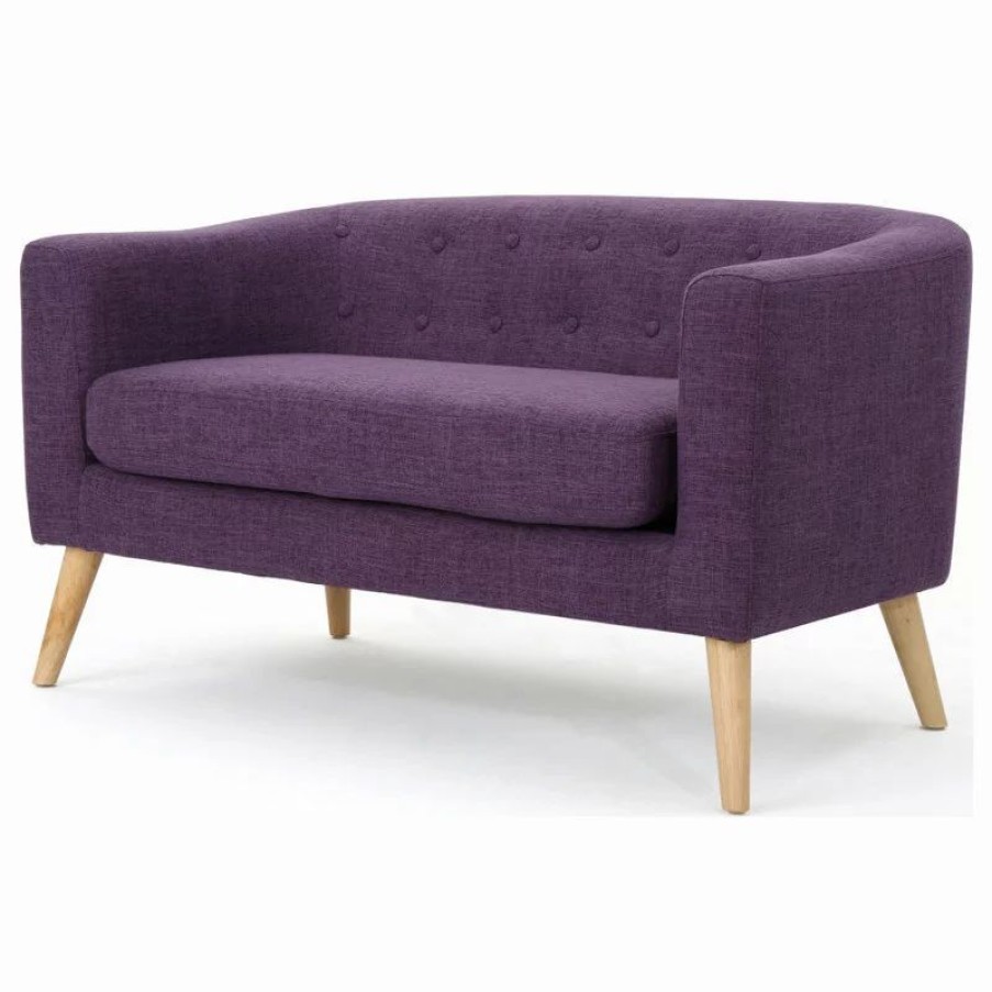 Sofas & Sectionals * | Gdfstudio Gdf Studio Carol Button Back Mid Century Fabric Modern Loveseat, Muted Purple