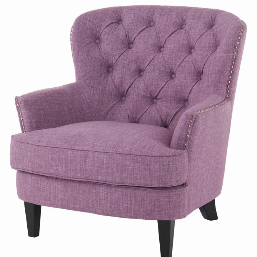 Chairs * | Gdfstudio Gdf Studio Laxford Light Purple Tufted Fabric Club Chair