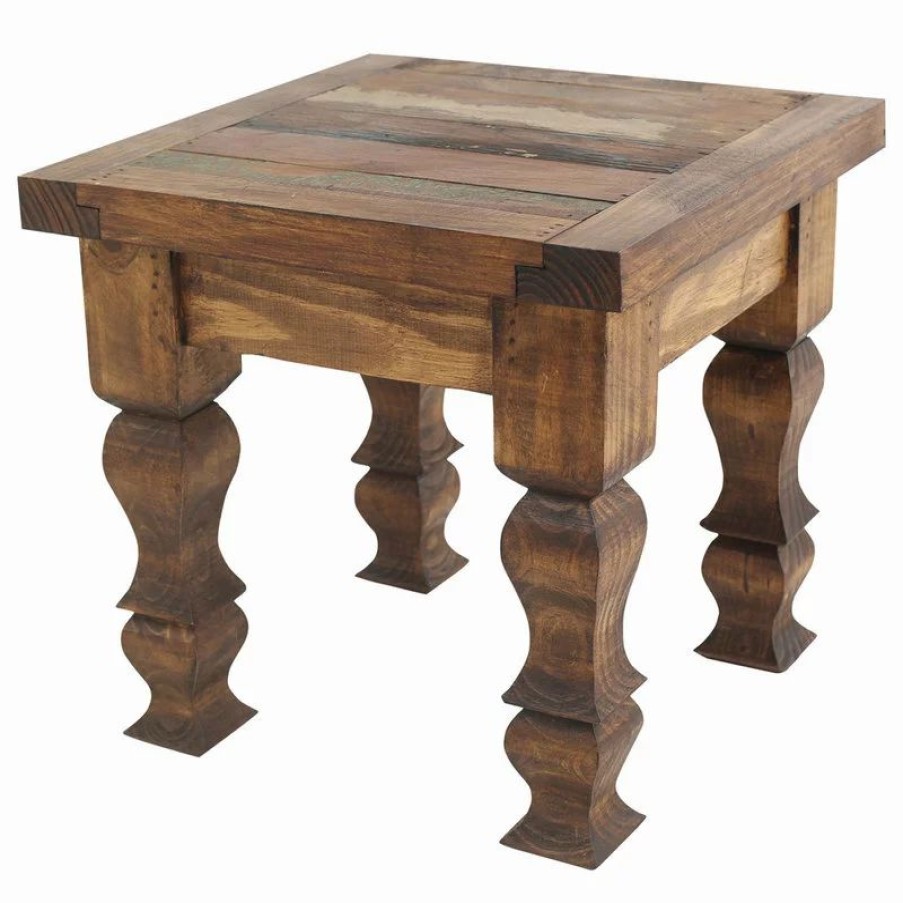 Coffee & Accent Tables * | Mexican Imports Rustic Old Door Reclaimed Wood End Table, Natural