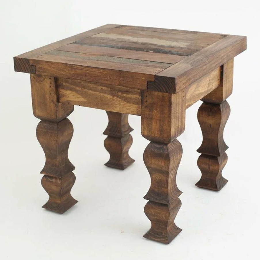 Coffee & Accent Tables * | Mexican Imports Rustic Old Door Reclaimed Wood End Table, Natural