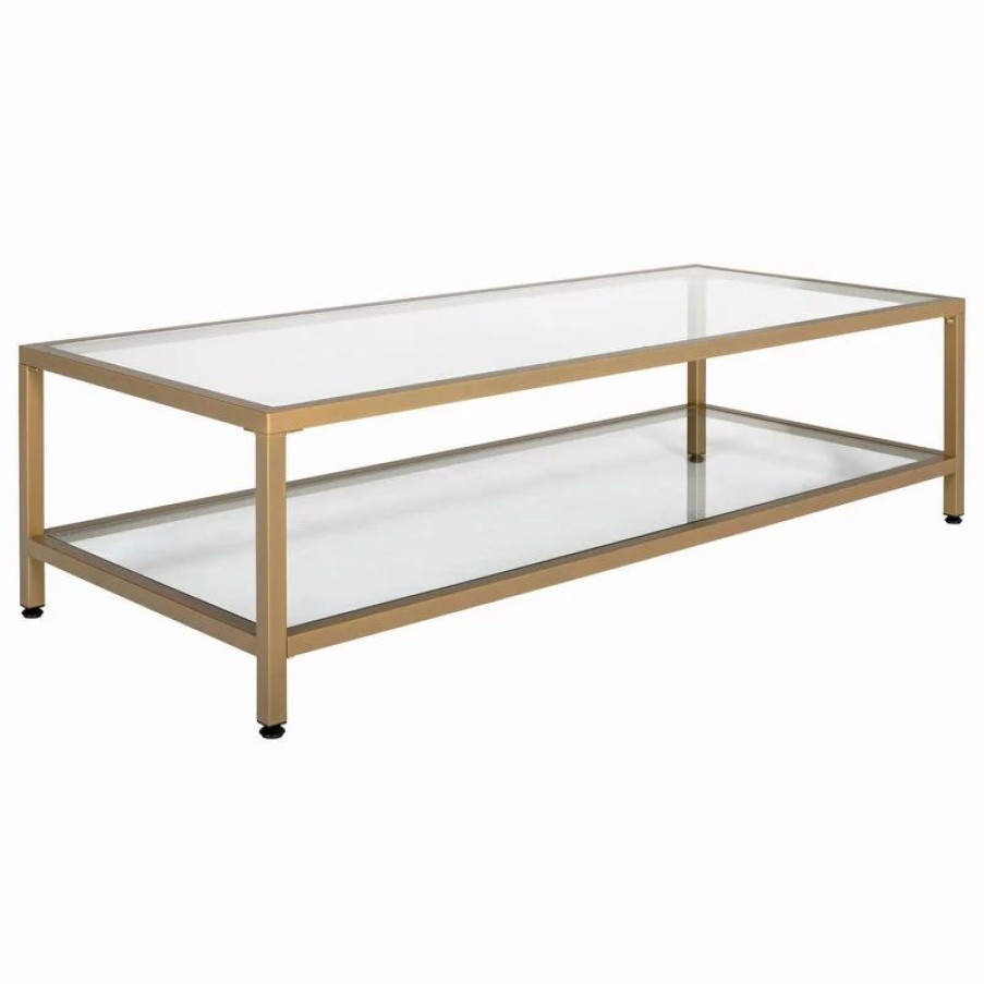 Coffee & Accent Tables * | Studio Designs Camber 54 Wide Glass Coffee Table Metal Frame And Glass Gold