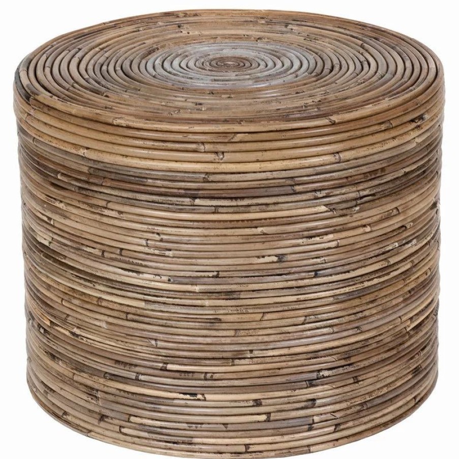Footstools & Ottomans * | East At Main Cameron Brown Rattan Stool