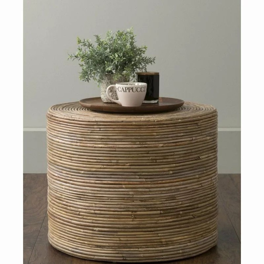 Footstools & Ottomans * | East At Main Cameron Brown Rattan Stool