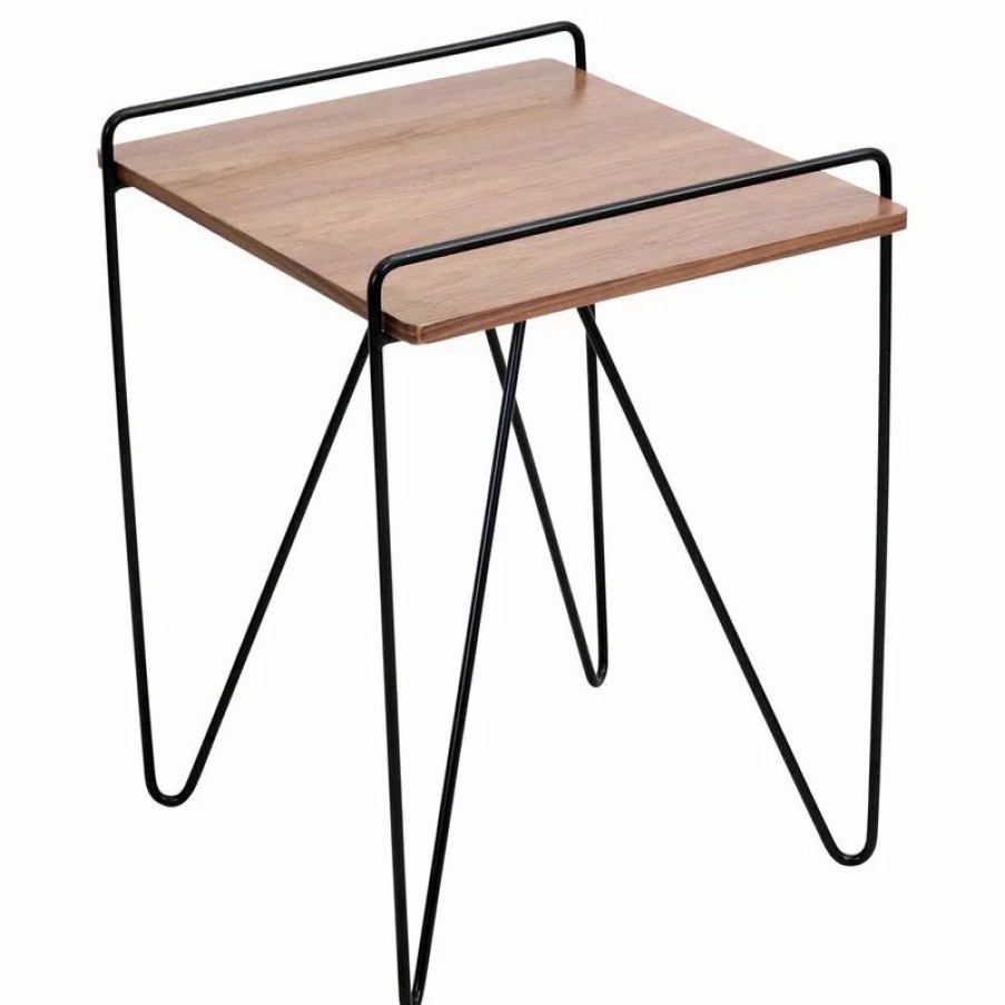 Coffee & Accent Tables * | Lumisource Loft Modern End Table In Walnut Wood With Black Frame