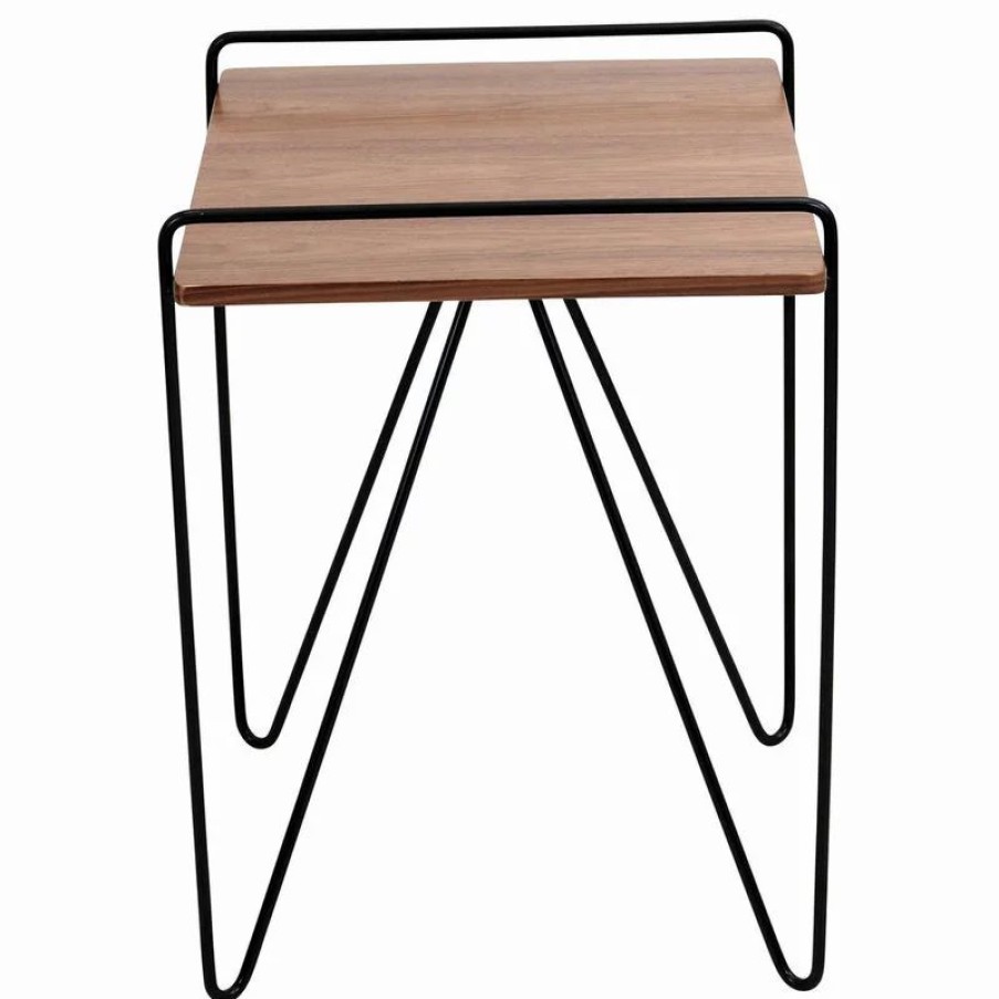 Coffee & Accent Tables * | Lumisource Loft Modern End Table In Walnut Wood With Black Frame