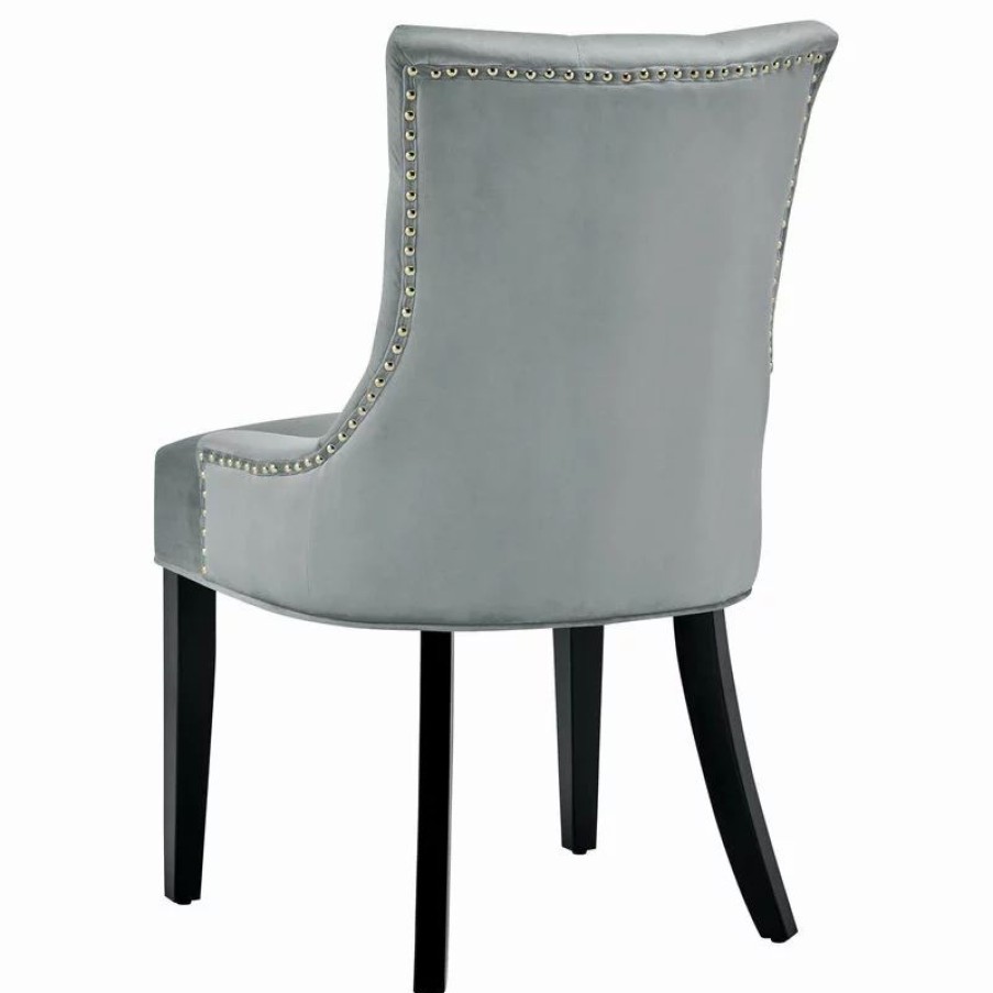 Chairs * | Lexmod Regent Tufted Performance Velvet Dining Side Chairs, Set Of 2, Light Gray