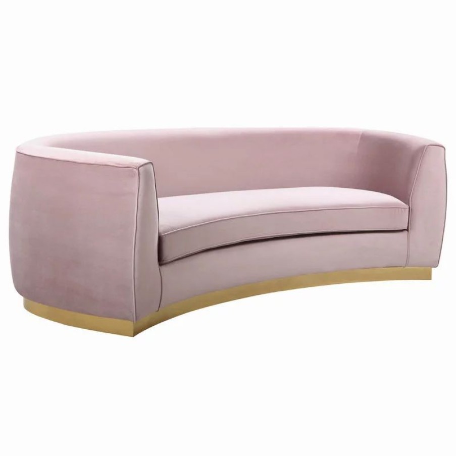 Sofas & Sectionals * | Meridian Furniture Julian Velvet Sofa, Pink, Gold Base