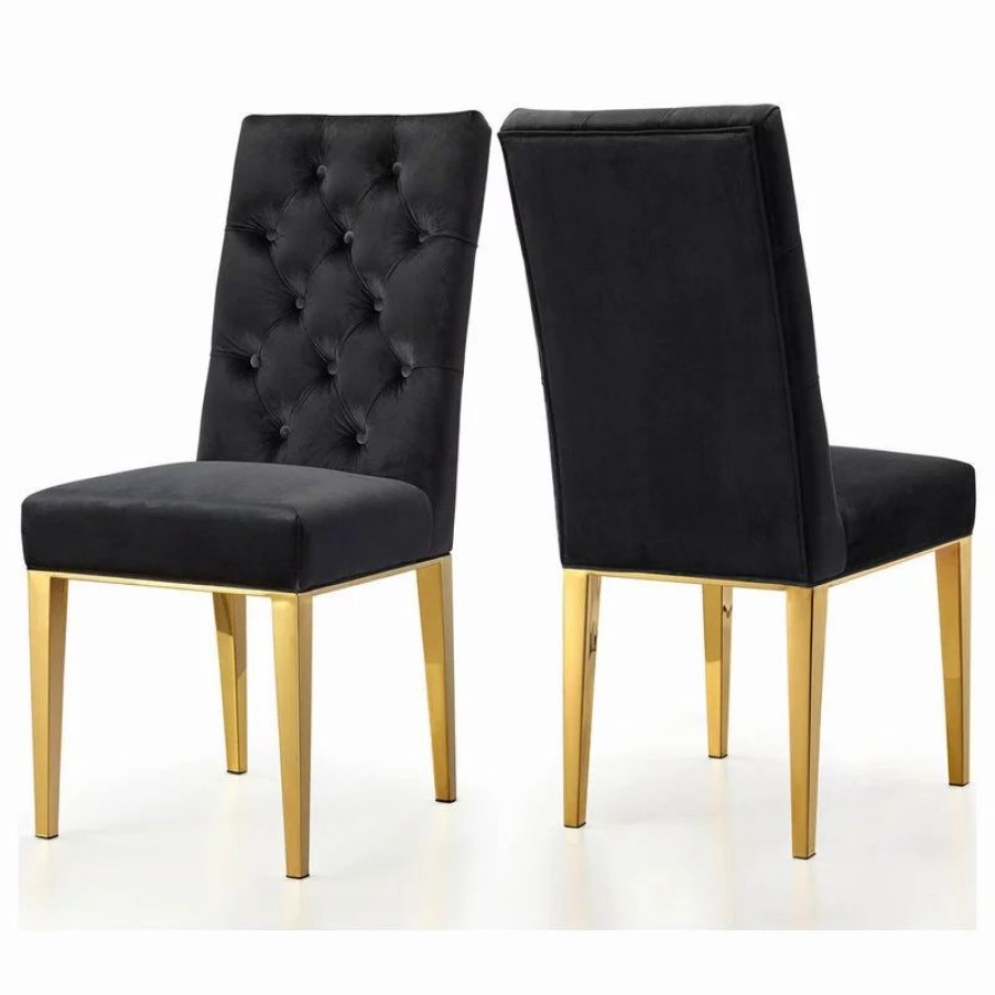 Chairs * | Meridian Furniture Capri Velvet Dining Chair, Set Of 2, Black