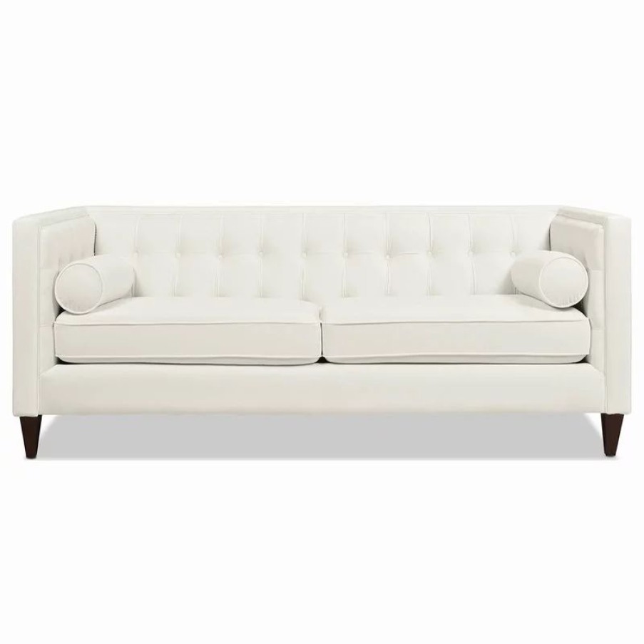 Sofas & Sectionals * | Jennifer Taylor Home Jack 84 Modern Tuxedo Tufted Sofa, Cloud White Performance Velvet
