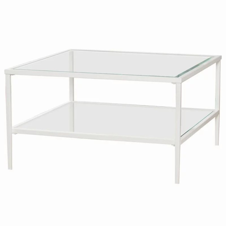 Coffee & Accent Tables * | Sei Furniture Tipton Square Metal/Glass Open Shelf Cocktail Table, White