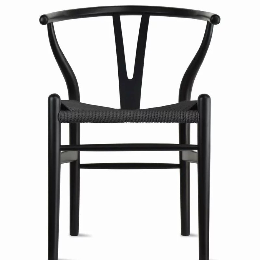 Chairs * | Homedotdot Dining Chair Wood Woven With Open Y Back Armchair Chairs, Black