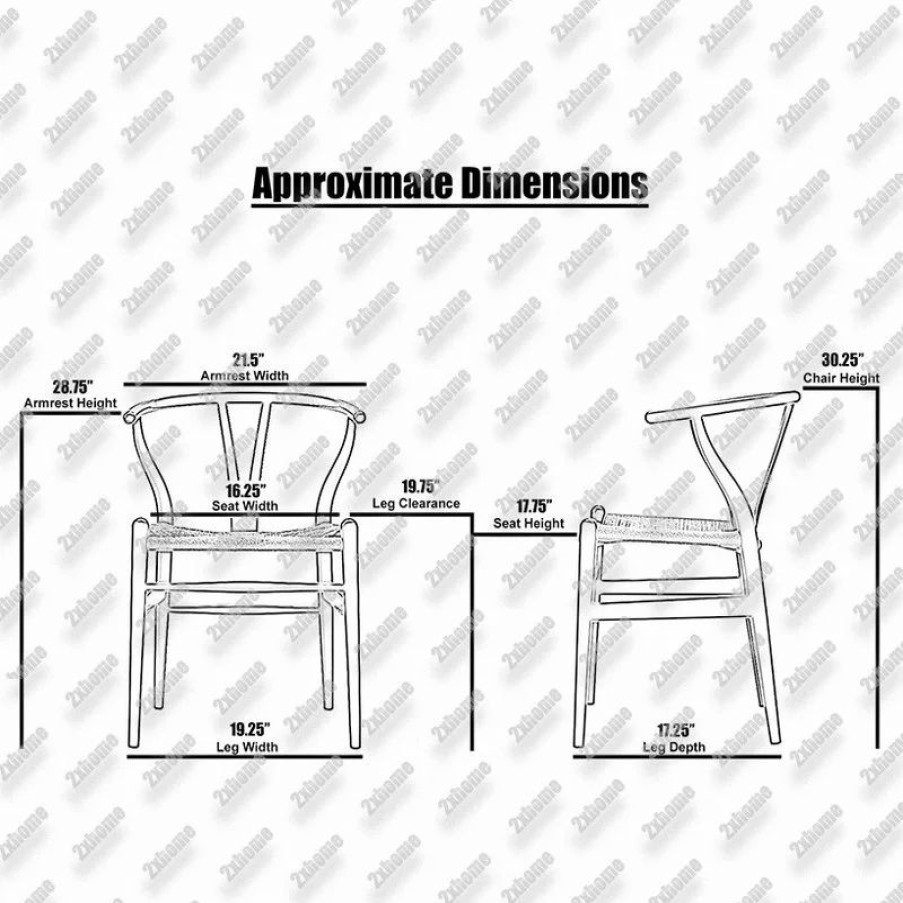 Chairs * | Homedotdot Dining Chair Wood Woven With Open Y Back Armchair Chairs, Black