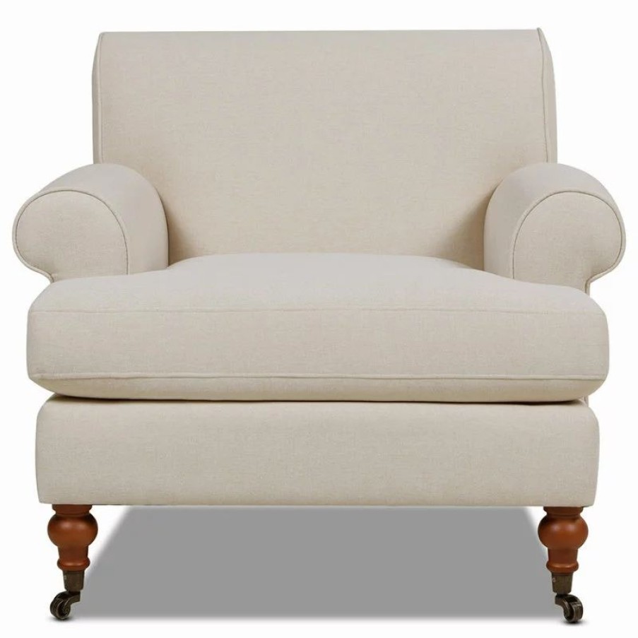 Chairs * | Jennifer Taylor Home Alana Lawson Accent Arm Chair Metal Casters, Sky Neutral Beige