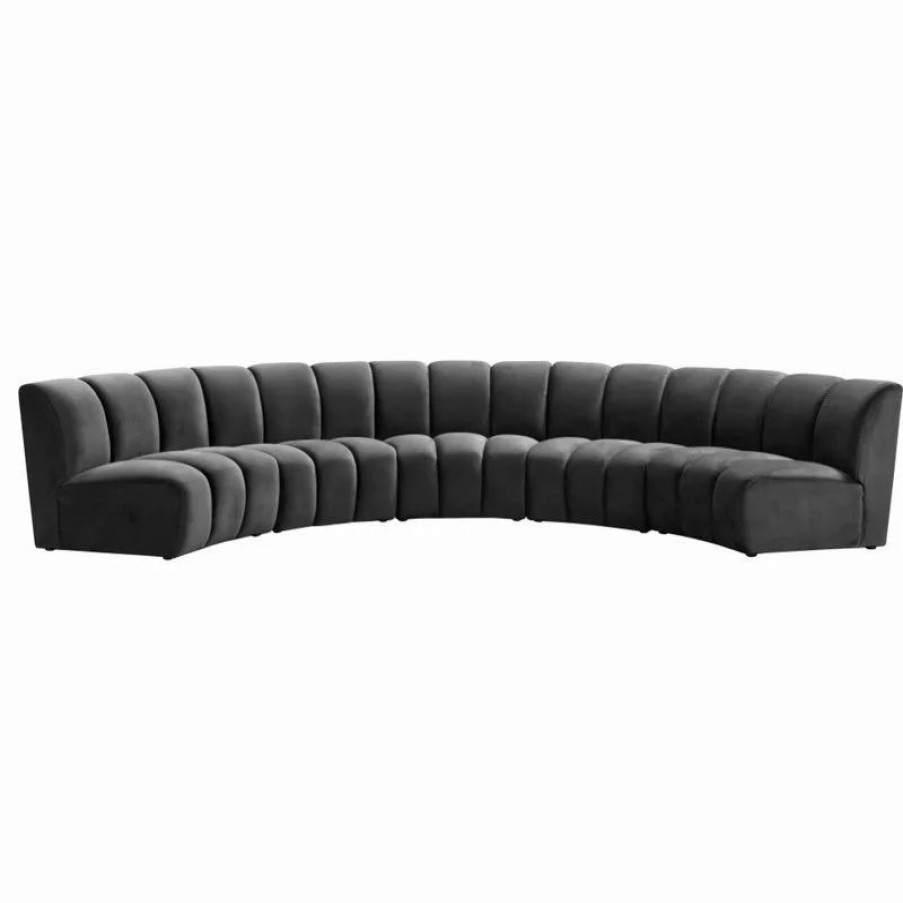 Sofas & Sectionals * | Meridian Furniture Infinity Channel Tufted Velvet Modular Chair, Gray, 5 Piece