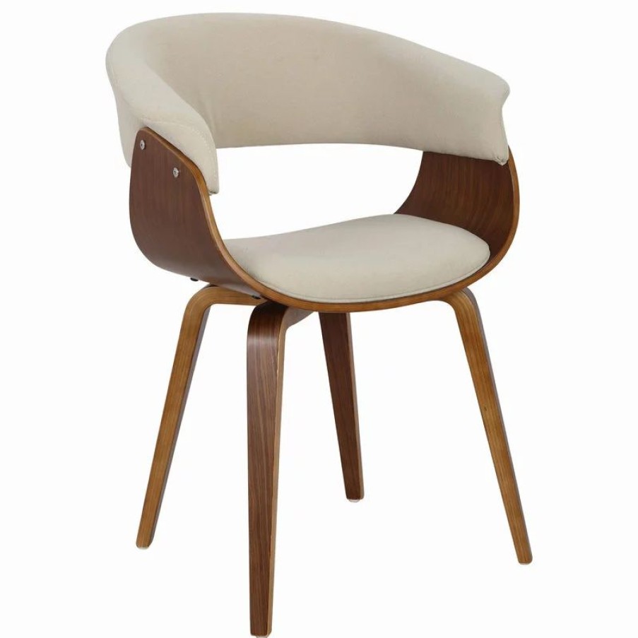 Chairs * | Mod The Antonia Accent Chair, Cream, Fabric And Wood