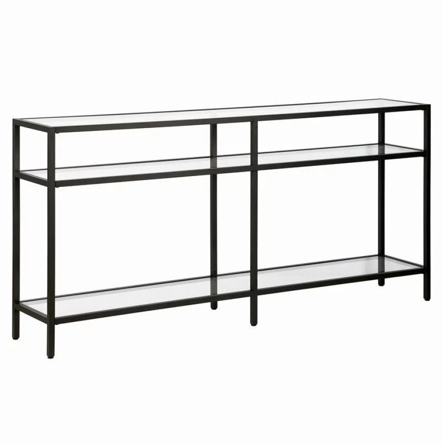 Console Tables * | Henn&Hart 64 Blackened Bronze Metal/Glass Console Table