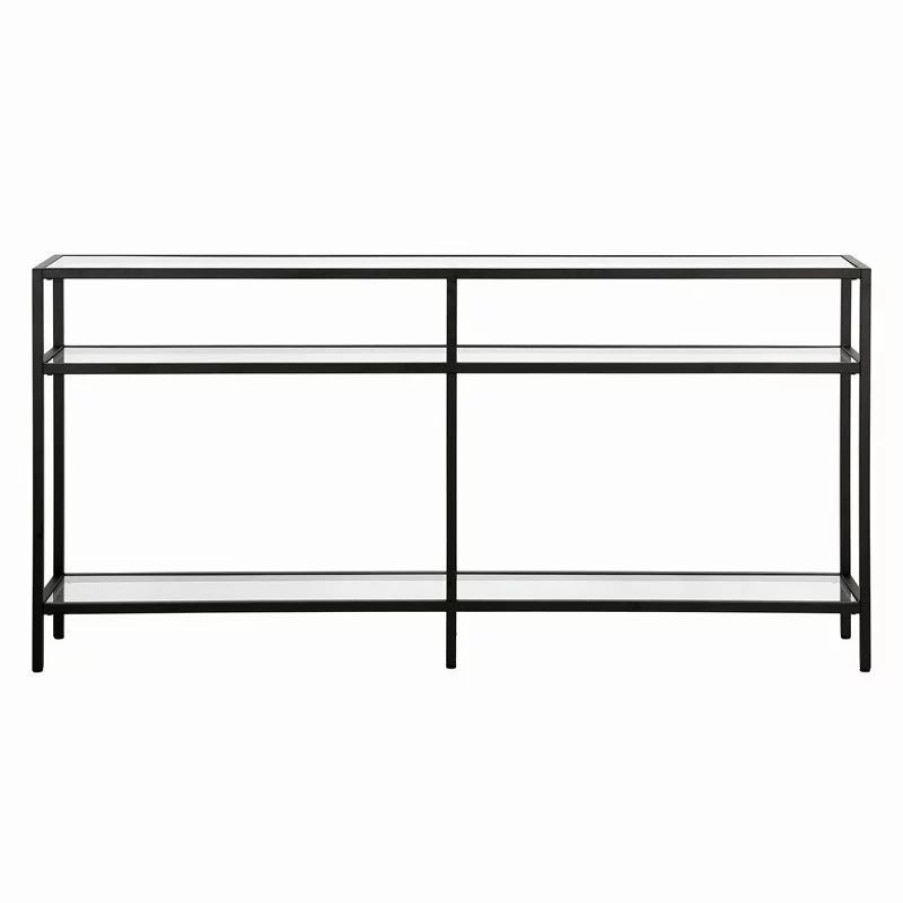 Console Tables * | Henn&Hart 64 Blackened Bronze Metal/Glass Console Table