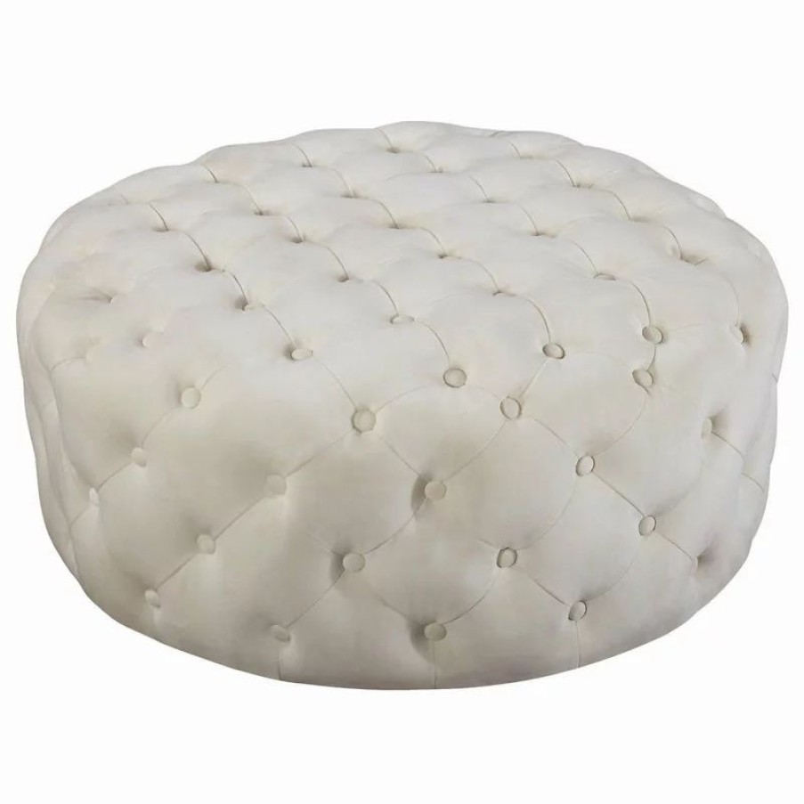 Footstools & Ottomans * | Meridian Furniture Addison Velvet Ottoman/Bench, Cream