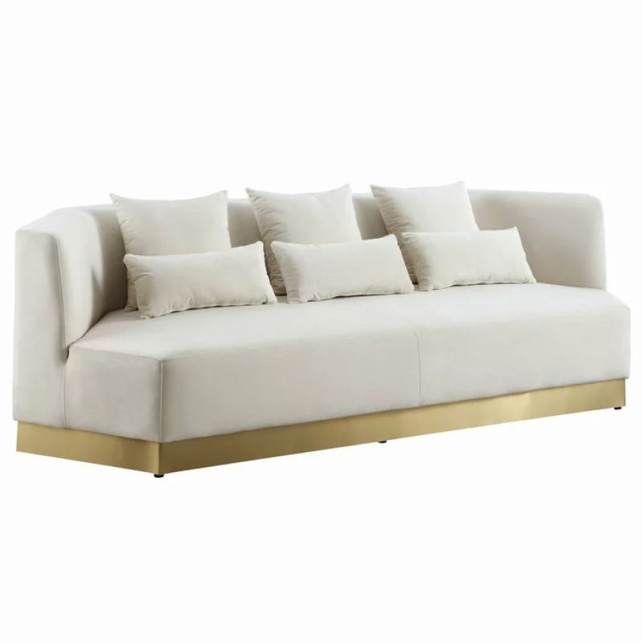Sofas & Sectionals * | Meridian Furniture Marquis Velvet Sofa With Brushed Gold Stainless Steel Base, Cream