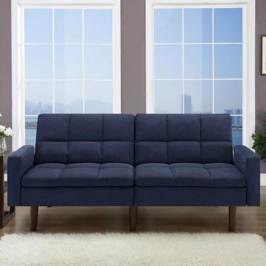 Sofas & Sectionals * | Kennedy Sofa Convertible In Cosmic Navy By Sealy Sofa Convertibles