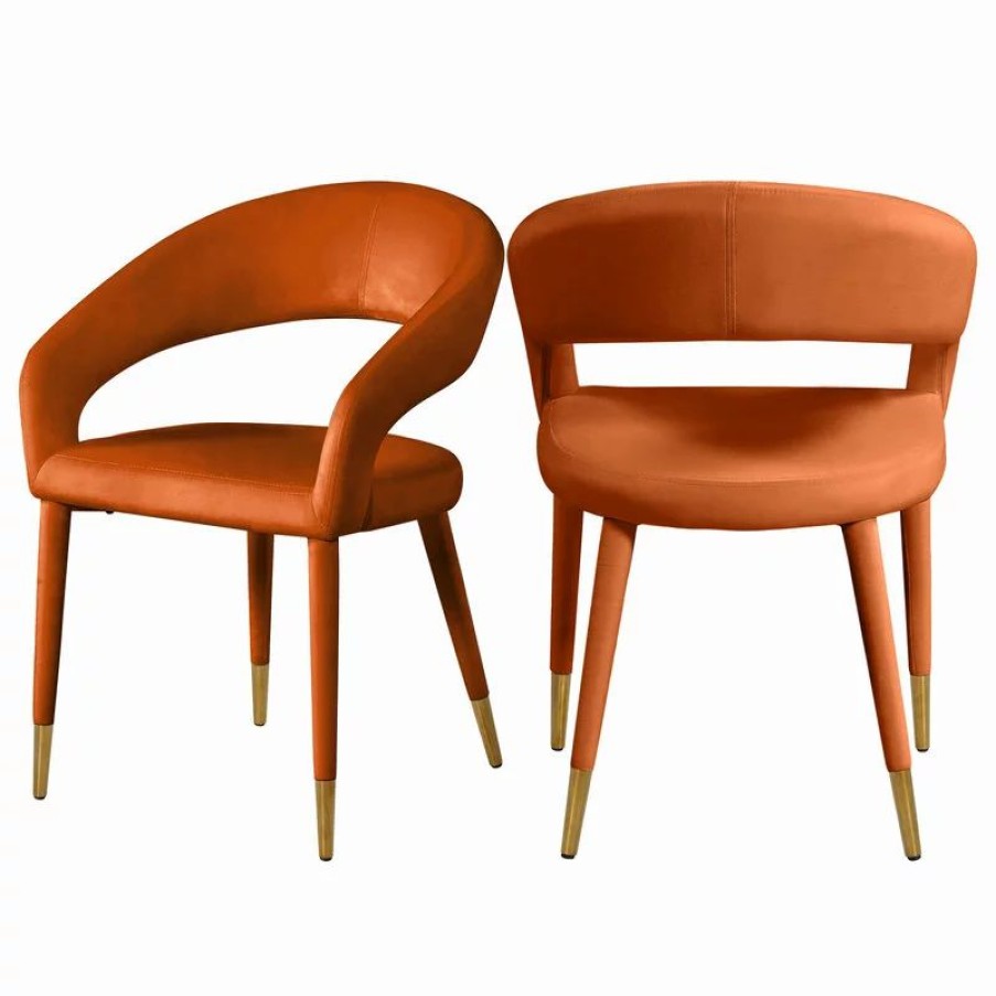 Chairs * | Meridian Furniture Destiny Dining Chair, Cognac, Velvet