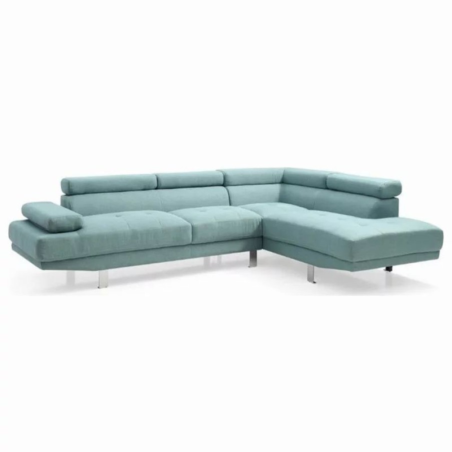 Sofas & Sectionals * | Glory Furniture Riveredge Twill Fabric Sectional In Teal